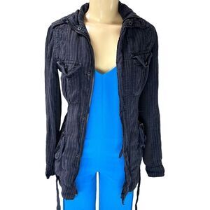 Free People Linen jersey lined Utility belted zip up Jacket XS